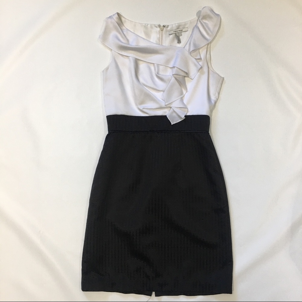 Max & Cleo White & Black Ruffle Checkered Dress
